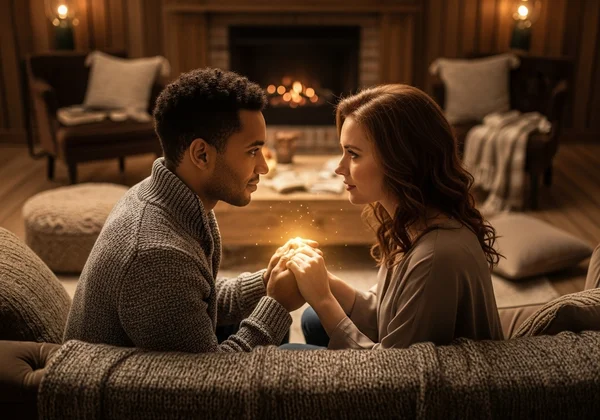 A couple in deep thought, seeking relationship guidance