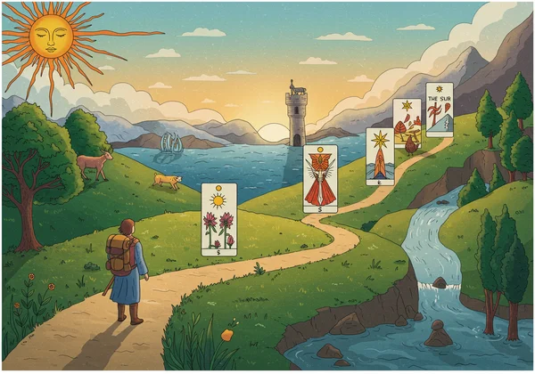 愚者穿越大阿卡那的象征性旅程。