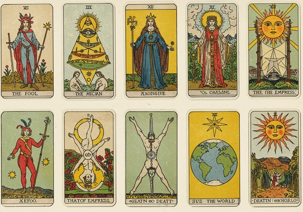 大阿卡那牌从愚者到世界的概览。