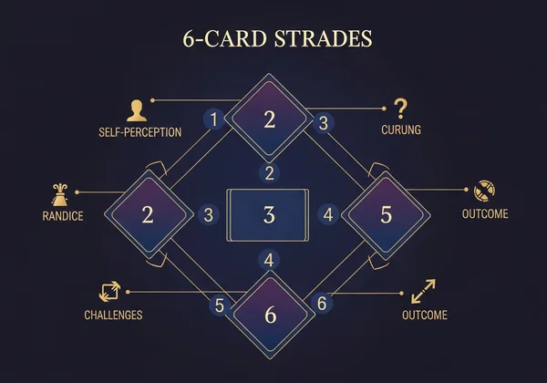 การแสดงภาพตำแหน่งของสเปรดไพ่ทาโรต์ 6 ใบ