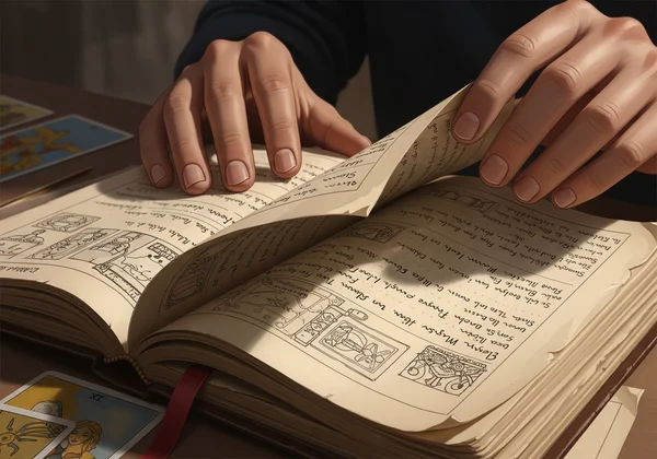 Orang mengkaji semula entri jurnal tarot yang lalu