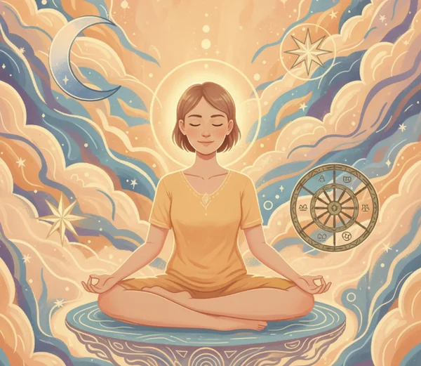 Person finding calm self-discovery with tarot