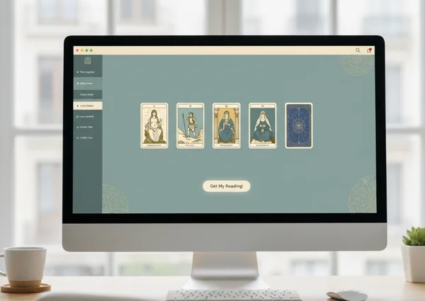 Screenshot of a modern online tarot tool interface