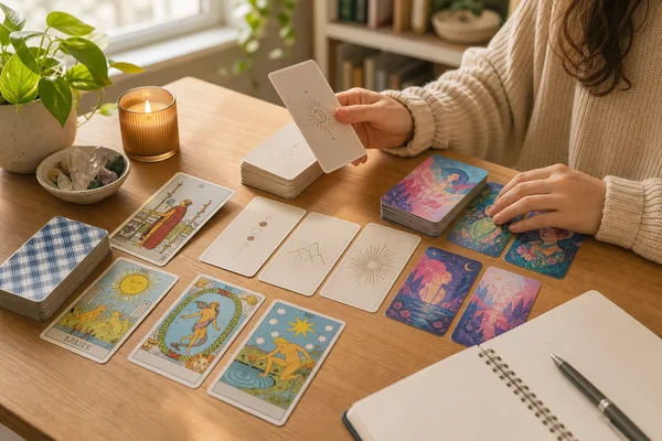 Beginner comparing tarot deck styles