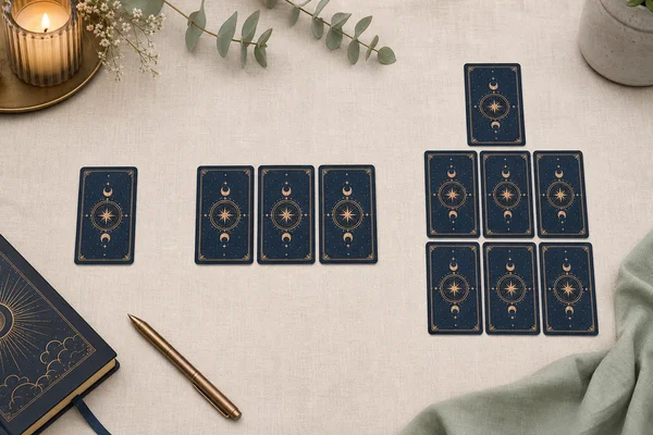 Three tarot cards in a calm spread