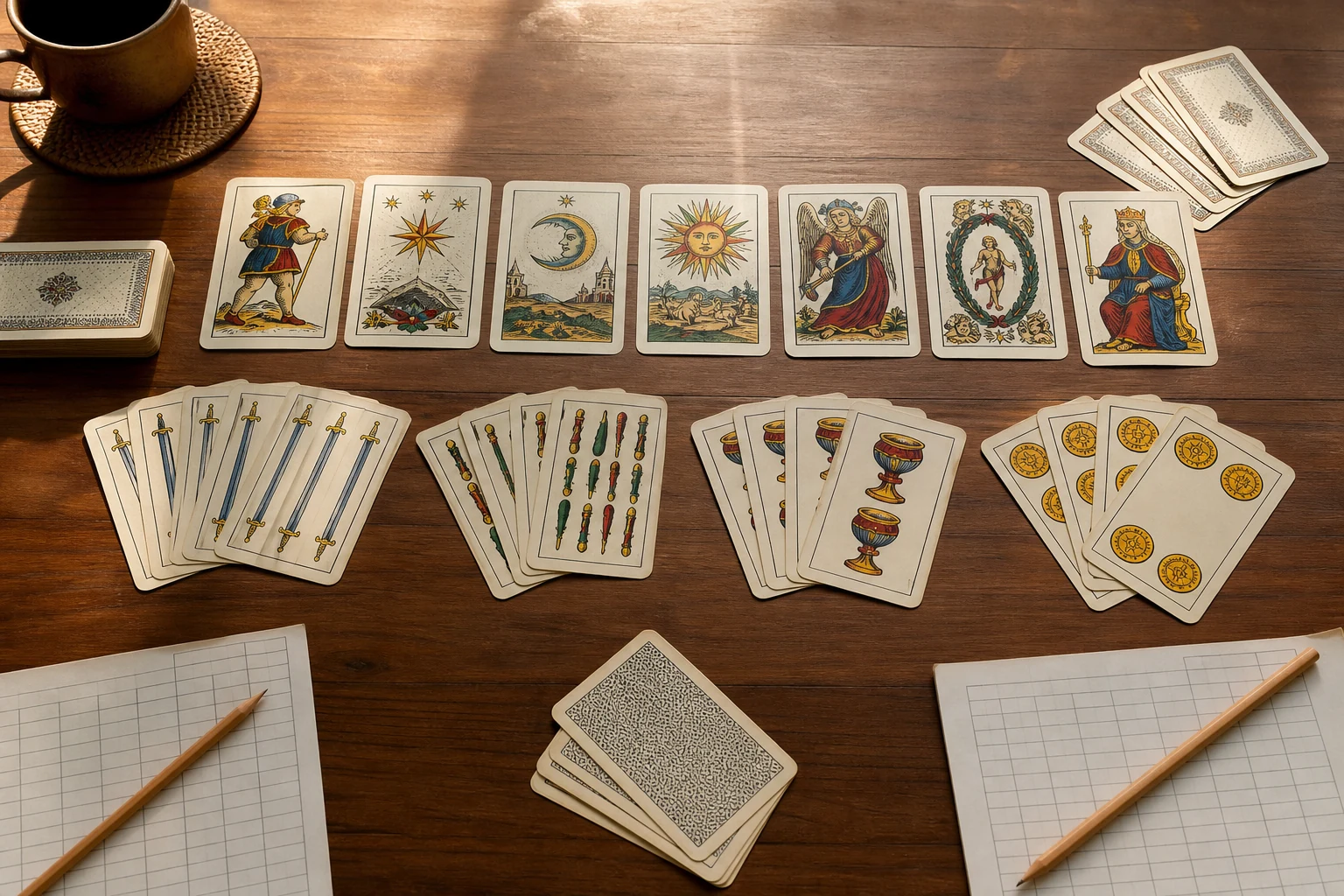 Tarot game table setup