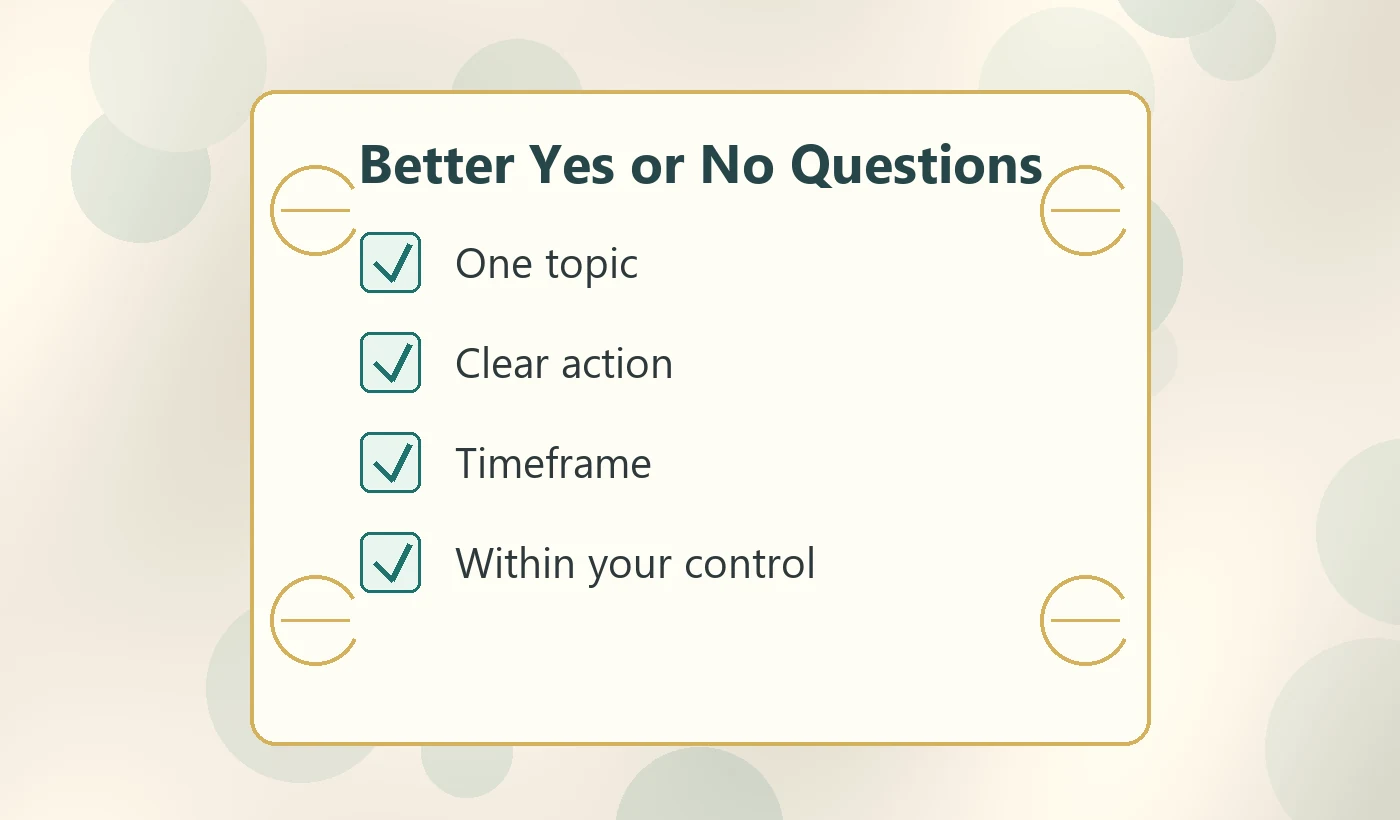 Checklist for better yes or no questions