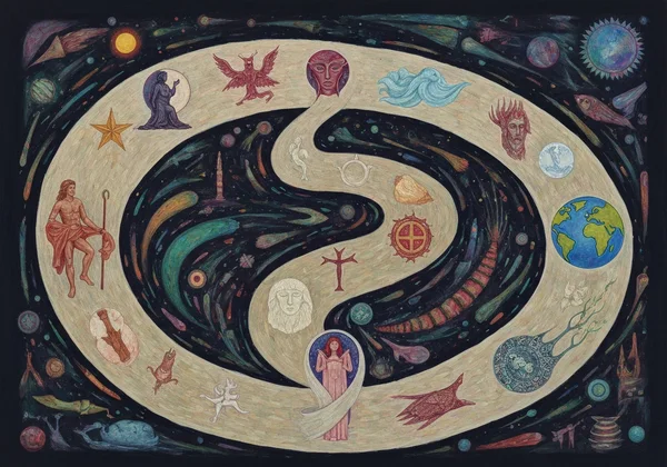 展示大阿卡纳旅程周期的路径图